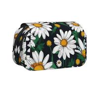 bmnaswt Astuccio per penne a doppia conchiglia con stampa floreale e margherite, in tessuto Oxford con tasche con cerniera, ideale come regalo