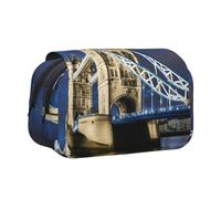 bmnaswt Astuccio per penne a doppia conchiglia con stampa Tower Bridge in Londra, custodia in tessuto Oxford con tasche con cerniera, ideale come regalo