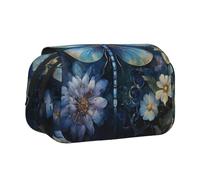 bmnaswt Astuccio per penne con doppia conchiglia con stampa di libellula, in tessuto Oxford con tasche con cerniera, ideale come regalo