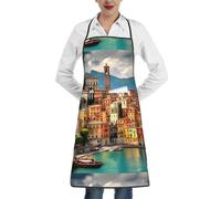 bmnaswt Bellissimo grembiule con stampa italiana con tasca, grembiule da cucina in poliestere per cucina, ristorante, artigianato