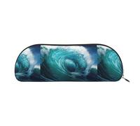 bmnaswt Bellissimo sacchetto di immagazzinaggio della stampa delle onde dell'oceano, sacchetto della chiusura lampo del grano trasversale, elegante borsa portatile di cancelleria di trucco, Oro, One