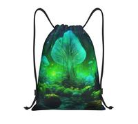 bmnaswt Borsa con coulisse con stampa di funghi magici, zaino pieghevole da palestra per spiaggia, escursionismo, palestra e commissioni quotidiane, Nero , S, Zaino da viaggio