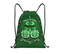 bmnaswt Borsa con coulisse con stampa "Happy St. Patrick'S Day", zaino pieghevole da palestra per spiaggia, escursionismo, palestra e commissioni quotidiane, Nero , S, Zaino da viaggio