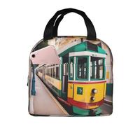 bmnaswt Borsa termica per il pranzo con stampa di tram di Lisbona, per donne e uomini, riutilizzabile, per lavoro, picnic