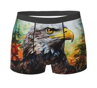 bmnaswt Boxer da uomo con stampa aquila, boxer casual elasticizzati con elastico in vita per un comfort tutto il giorno, Nero , L
