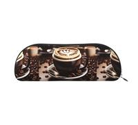 bmnaswt Caffè caldo con sacchetto di immagazzinaggio della stampa del chicco di caffè, sacchetto della chiusura lampo del grano trasversale, elegante borsa portatile della cancelleria di, Argento, One