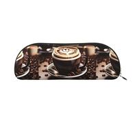 bmnaswt Caffè caldo con sacchetto di immagazzinaggio della stampa del chicco di caffè, sacchetto della chiusura lampo del grano trasversale, elegante borsa portatile della cancelleria di, Oro, One