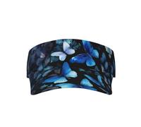 bmnaswt Cappellino parasole per adulti con stampa di farfalle blu, fiori bianchi, vestibilità regolabile, per sport, golf, corsa, per tutte le stagioni