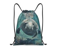 bmnaswt Crazy Save - Borsa con coulisse con stampa lamantino, zaino pieghevole da palestra per spiaggia, escursionismo, palestra e compiti quotidiani, Nero , S, Zaino da viaggio