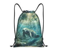 bmnaswt Crazy Save - Borsa con coulisse con stampa lamantino, zaino pieghevole da palestra per spiaggia, escursionismo, palestra e compiti quotidiani, Nero , M, Zaino da viaggio