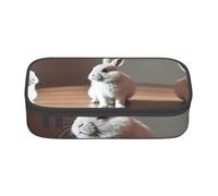 bmnaswt Cry White Rabbit Print - Astuccio a strati di grande capacità, con cerniera, tasca in rete e scomparti per penne