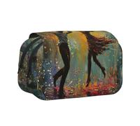 bmnaswt Custodia per penne a conchiglia con stampa musicale e scritta "Dance with Music", custodia in tessuto Oxford con tasche con cerniera, ideale come regalo