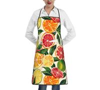 bmnaswt Grembiule da cucina in poliestere con tasca, motivo agrumi, per cucina, ristorante, artigianato