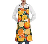 bmnaswt Grembiule da cucina in poliestere con tasca, motivo agrumi, per cucina, ristorante, artigianato