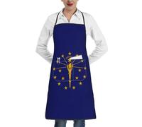 bmnaswt Grembiule da cucina in poliestere con tasca, stampa bandiera dell'Indiana, per cucina, ristorante, artigianato