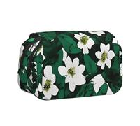 bmnaswt Hunter - Astuccio per penne a conchiglia con stampa floreale e petali verdi, in tessuto Oxford con tasche con cerniera, ideale come regalo