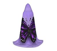 bmnaswt Mantella con cappuccio con stampa a farfalla viola da sogno, migliora il tuo look festivo, grande cappuccio e papillon, per Halloween/cosplay