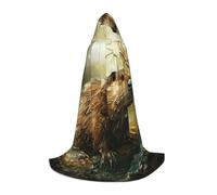 bmnaswt Mantella con cappuccio con stampa castoro, eleva il tuo look festivo, grande cappuccio e papillon, per Halloween/cosplay