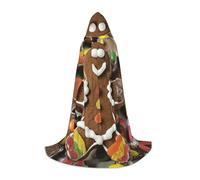 bmnaswt Mantella con cappuccio con stampa di omino di pan di zenzero, migliora il tuo look festivo, grande cappuccio e papillon, per Halloween/cosplay