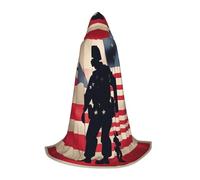 bmnaswt Mantella con cappuccio con stampa patriottica dei soldati militari statunitensi, aumenta il tuo look festivo, grande cappuccio e papillon, per Halloween/Cosplay