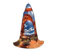 bmnaswt Mantella con cappuccio con stampa standard del parco nazionale degli archi, migliora il tuo look festivo, grande cappuccio e papillon, per Halloween/cosplay