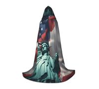 bmnaswt Mantella con cappuccio con stampa statua della libertà, migliora il tuo look festivo, grande cappuccio e papillon, per Halloween/cosplay