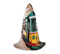 bmnaswt Mantella con cappuccio con stampa tram Lisbona, migliora il tuo look festivo, grande cappuccio e papillon, per Halloween/cosplay