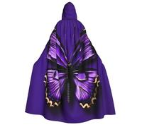 bmnaswt Mantello con cappuccio con stampa farfalla viola carino per adulti Halloween mantello con cappuccio, ideale per cosplay, feste e altro ancora