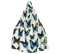 bmnaswt Mantello con cappuccio unisex con stampa di farfalle e violoncello, per Halloween, per cosplay, feste