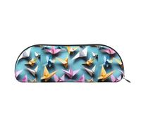 bmnaswt Origami Paper Cranes Print Storage Pouch,Cross Grain Zipper Pouch, Elegante borsa portatile per cancelleria per trucco, argento, taglia unica, valigia