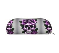bmnaswt Sacchetto di immagazzinaggio della stampa del cranio della rosa viola, sacchetto della chiusura lampo del grano trasversale, elegante borsa portatile di cancelleria, Oro, One Size, Valigia