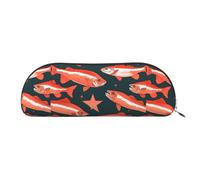bmnaswt Sacchetto di immagazzinaggio della stampa del salmone, sacchetto della chiusura lampo del grano trasversale, elegante borsa portatile della cancelleria di, Argento, One Size, Valigia