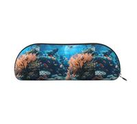 bmnaswt Sacchetto di immagazzinaggio della stampa della barriera corallina, sacchetto della chiusura lampo del grano trasversale, elegante borsa portatile di cancelleria di trucco, Oro, One Size