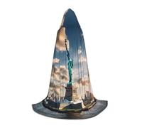 bmnaswt Statua della Libertà a New York Stampa Mantella con Cappuccio, Eleva il tuo look festivo, Grande cappuccio e papillon, per Halloween/Cosplay