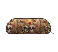 bmnaswt Sugar Skulls - Custodia con stampa a farfalla, borsa con cerniera a grana incrociata, elegante borsa portatile per cancelleria, argento, taglia unica, valigia