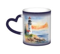 bmnaswt Tazza termica con stampa di un faro mistico che cambia colore, da nero a bianco, per caffè, tè, casa e ufficio