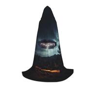 bmnaswt Ufo At Night - Mantella con cappuccio con stampa, per migliorare il tuo look festivo, grande cappuccio e papillon, per Halloween/cosplay