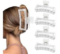 Bmobuo Mollette extra large da 12,7 cm per una presa forte, clip per capelli XL Jumbo opache, 4 pezzi, clip giganti oversize per capelli lunghi e ricci da donna (trasparente)