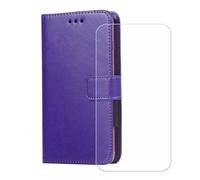 BMPNLSZ Cover Flip per Compaq Q3 + Vetro Temperato, HD Pellicola proteggi schermo - Pieghevole Portafoglio Custodia in pelle Borsa Slot Copertura (6,5") - Viola-XHDSXT