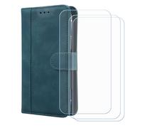 BMPNLSZ Cover Flip per Crosscall Stellar-X5S + [3 Pezzi] Vetro Temperato, HD Pellicola proteggi schermo - Pieghevole Portafoglio Custodia in pelle Borsa Slot Copertura (6,5") - Blu-XHDFG