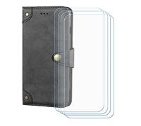 BMPNLSZ Cover Flip per Doogee Blade20 Play + [4 Pezzi] Vetro Temperato, HD Pellicola proteggi schermo - Pieghevole Portafoglio Custodia in pelle Borsa Slot Copertura (6,6") - Nero-HZLD