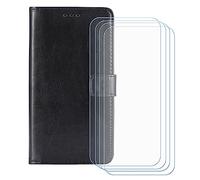 BMPNLSZ Cover Flip per Doro Aurora A30 + [4 Pezzi] Vetro Temperato, HD Pellicola proteggi schermo - Pieghevole Portafoglio Custodia in pelle Borsa Slot Copertura (4,5") - Nero-HZFM