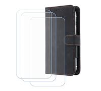 BMPNLSZ Cover Flip per Evolveo StrongPhone Q9 + [3 Pezzi] Vetro Temperato, HD Pellicola proteggi schermo - Pieghevole Portafoglio Custodia in pelle Borsa Slot Copertura (4,5") - Nero-XHDFG