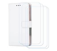 BMPNLSZ Cover Flip per Evolveo StrongPhone Q9 + [4 Pezzi] Vetro Temperato, HD Pellicola proteggi schermo - Pieghevole Portafoglio Custodia in pelle Borsa Slot Copertura (4,5") - Bianco-XHDSXT