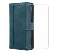 BMPNLSZ Cover Flip per Evolveo StrongPhone Q9 + Vetro Temperato, HD Pellicola proteggi schermo - Pieghevole Portafoglio Custodia in pelle Borsa Slot Copertura (4,5") - Blu-XHDFG