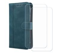 BMPNLSZ Cover Flip per FCNT Arrows Alpha + [2 Pezzi] Vetro Temperato, HD Pellicola proteggi schermo - Pieghevole Portafoglio Custodia in pelle Borsa Slot Copertura (6,4") - Blu-XHDFG