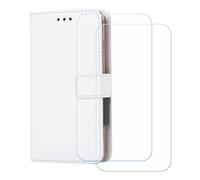 BMPNLSZ Cover Flip per FCNT Arrows Alpha + [2 Pezzi] Vetro Temperato, HD Pellicola proteggi schermo - Pieghevole Portafoglio Custodia in pelle Borsa Slot Copertura (6,4") - Bianco-XHDSXT