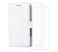 BMPNLSZ Cover Flip per KostSell Kos5P + [3 Pezzi] Vetro Temperato, HD Pellicola proteggi schermo - Pieghevole Portafoglio Custodia in pelle Borsa Slot Copertura (5,0") - Bianco-XHDSXT