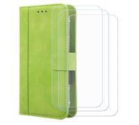 BMPNLSZ Cover Flip per myPhone N23 Lite + [3 Pezzi] Vetro Temperato, HD Pellicola proteggi schermo - Pieghevole Portafoglio Custodia in pelle Borsa Slot Copertura (6,51") - Verde-XHDFG
