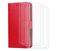 BMPNLSZ Cover Flip per Olympia Neo Mini+ + [4 Pezzi] Vetro Temperato, HD Pellicola proteggi schermo - Pieghevole Portafoglio Custodia in pelle Borsa Slot Copertura (5,0") - Marrone-XHDSXT